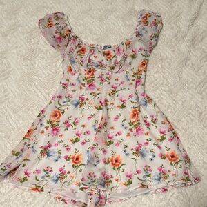 Floral Puff Sleeve Romper